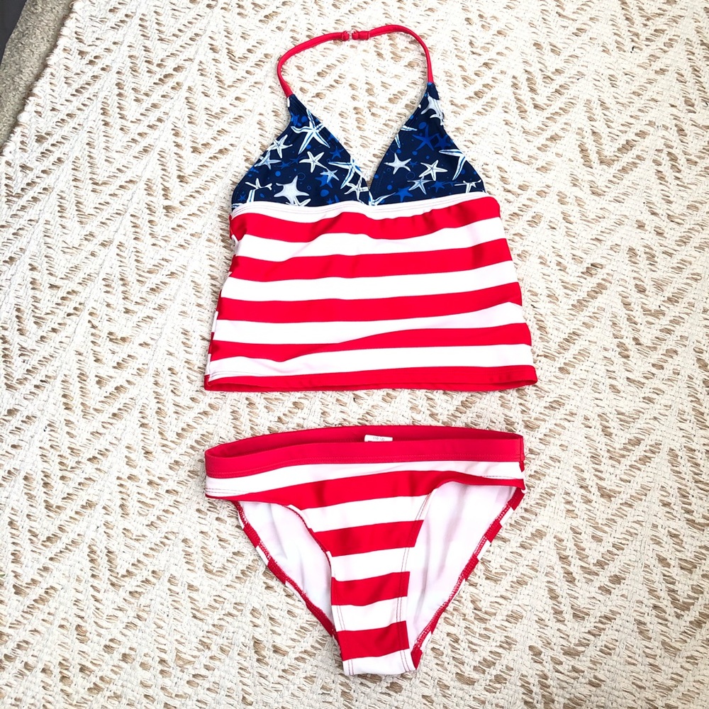 NEW OP Tankini Set Stars and Stripes Large 10/12
